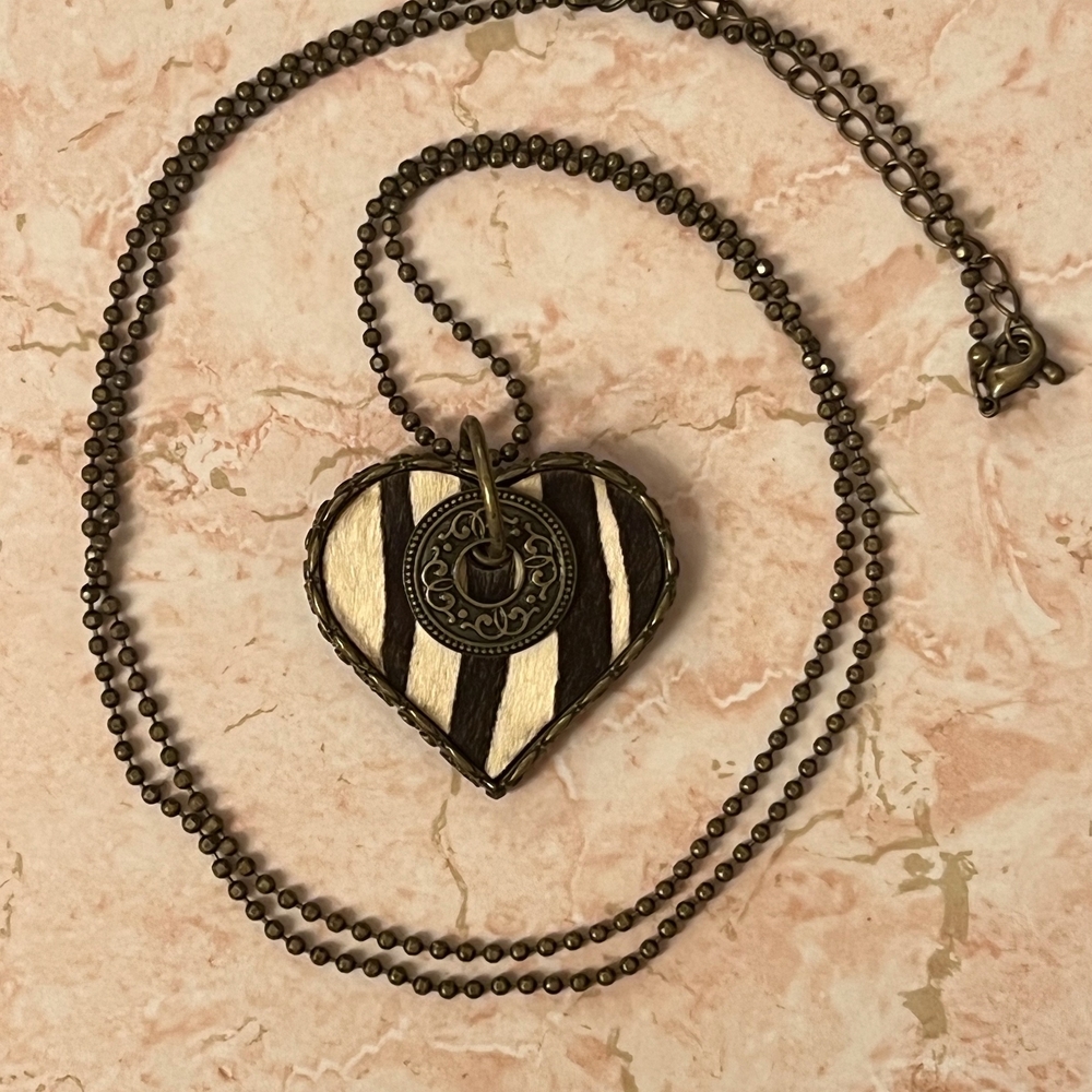 Striped Heart Pendant Necklace